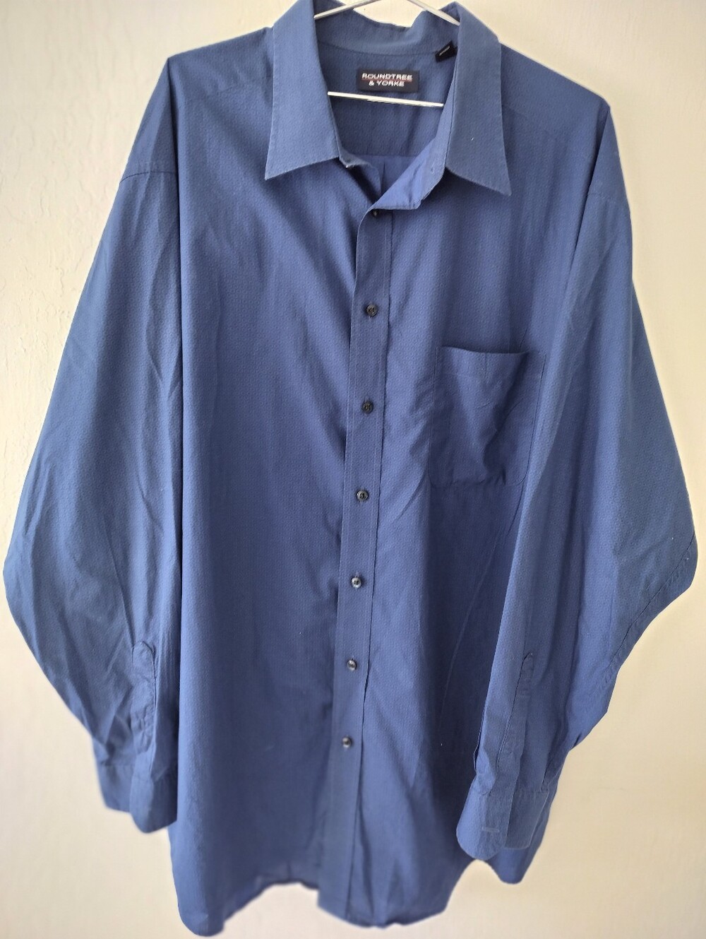 Roundtree & Yorke Men’s 3XT  Button-Down Shirt Blue Geometric Print 100% Cotton